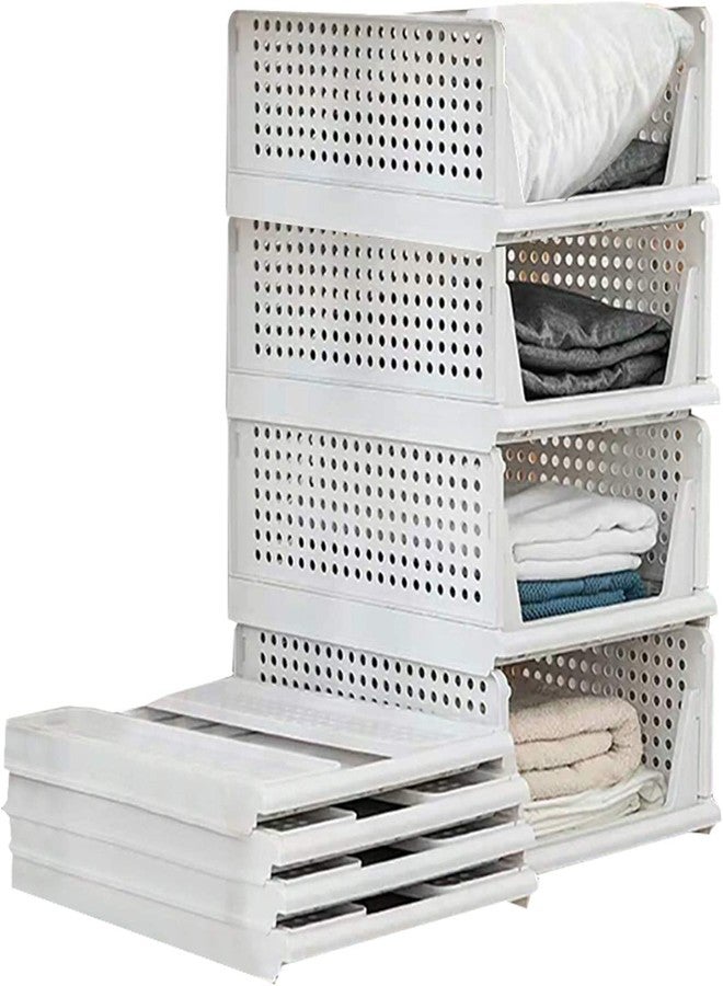 SpaceOrganizer منظم أدراج خزانة قابل للطي والتكديس من SpaceOrganizer (3 قطع - كبير، أبيض) - Image 1